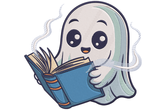 Book Lover Ghost: A Charming Embroidery Design for Literary Lovers