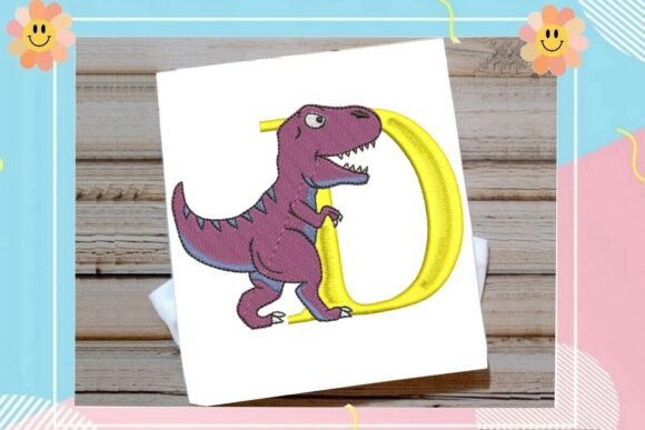 Dinosaur Monogram Alphabet Letter D Review for Holiday Embroidery