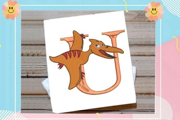 Dinosaur Monogram Alphabet Letter U: A Playful Touch for Seasonal Embroidery