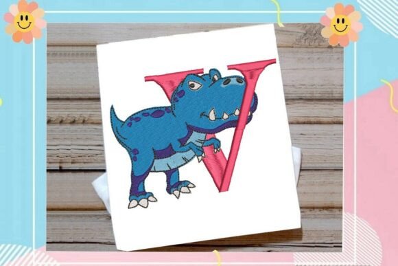 Dinosaur Monogram Alphabet Letter V: A Playful Touch for Seasonal Embroidery