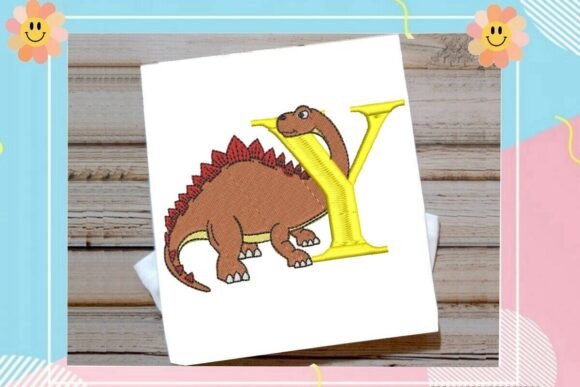 Dinosaur Monogram Alphabet Letter Y: A Playful Touch for Seasonal Embroidery