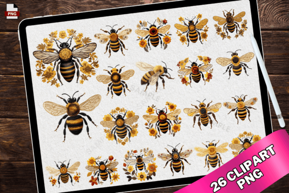Embroidery Honey Bee PNG Clipart: A Sweet Touch for Personalized Gifts