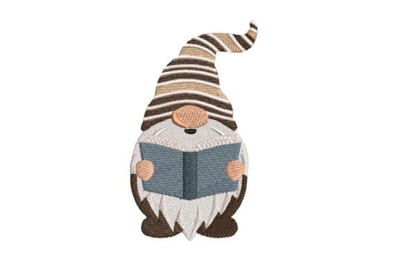 Scholarly Boho Gnome: A Thoughtful Embroidery Design for Boutique Sweatshirts