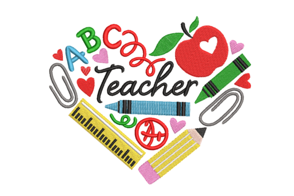Teacher Heart – School Supplies Review for Real Embroidery Projects