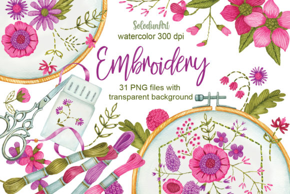 Watercolor Embroidery Clipart Review for Craft Fair Sellers