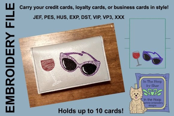 Wine Credit Card Wallet: A Practical Embroidery Design for Business Merch